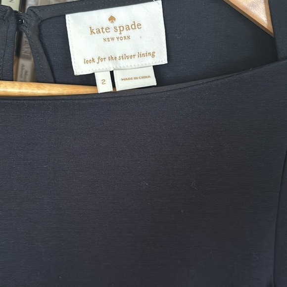 Kate Spade Size 2 Boat Neck Ponte Dress Womens Fit Flare Side Pockets, Black - Picture 7 of 9